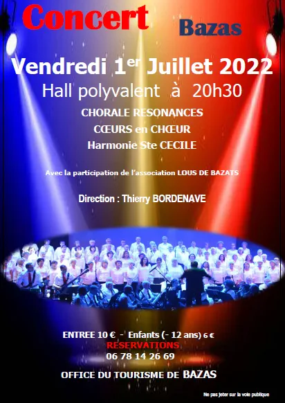 Flyer du concert La Scène en Fête en juin 2022 au Hall Polyvalent de Bazas.