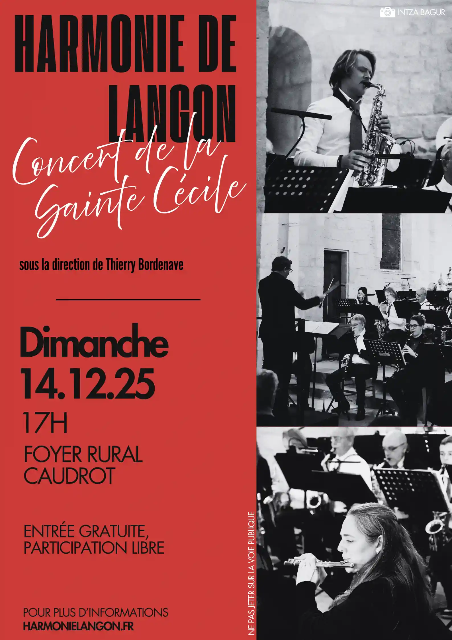 Flyer du concert de la Sainte Cécile 2025 au Foyer Rural de Caudrot.